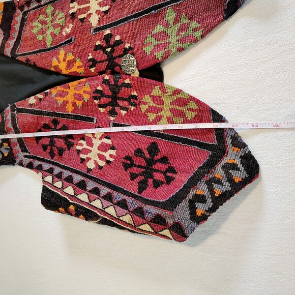 Vtg Kilim Wool Tapestry Vest Southwestern Tribal Boho Folk Waistcoat M L - Picture 5 of 6